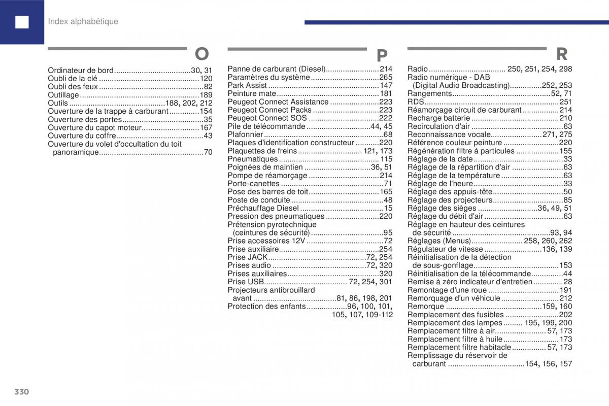 Peugeot 208 FL manuel du proprietaire / page 332