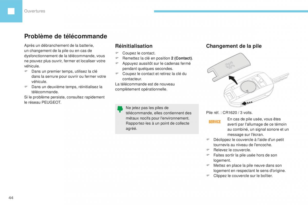 Peugeot 208 FL manuel du proprietaire / page 46