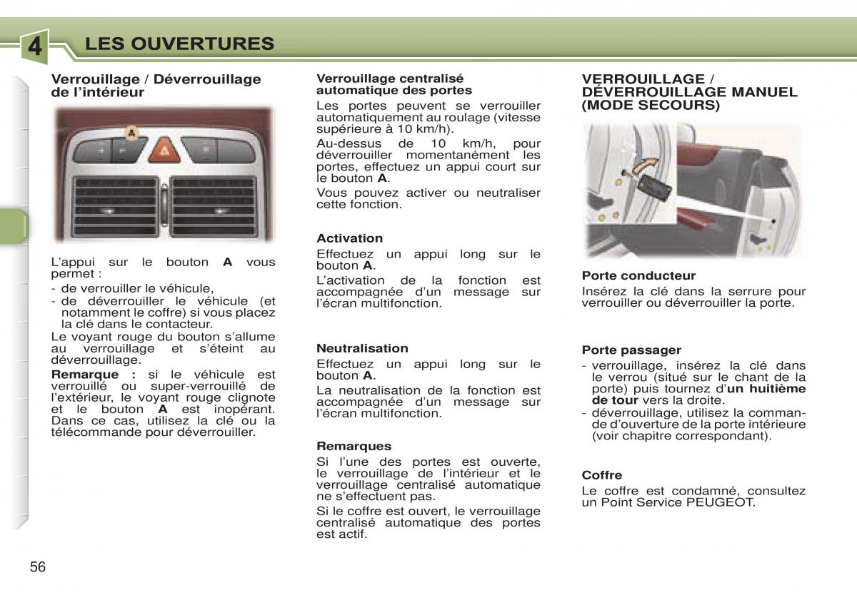 Peugeot 307 CC manuel du proprietaire / page 61