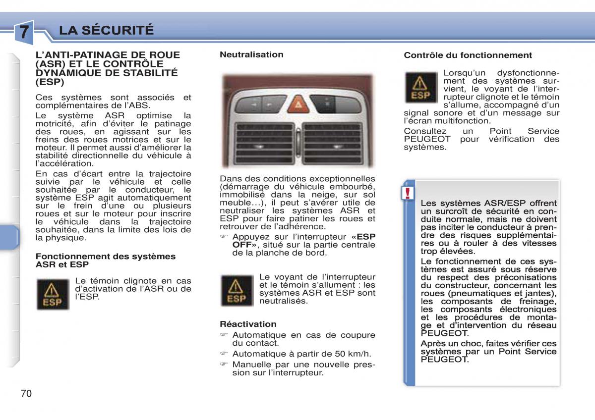 Peugeot 307 CC manuel du proprietaire / page 75