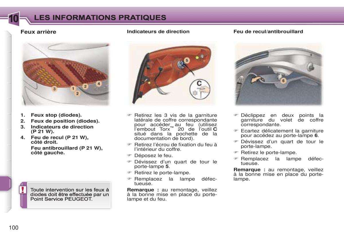 Peugeot 307 CC manuel du proprietaire / page 107