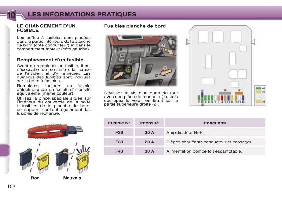 Peugeot 307 CC manuel du proprietaire / page 109