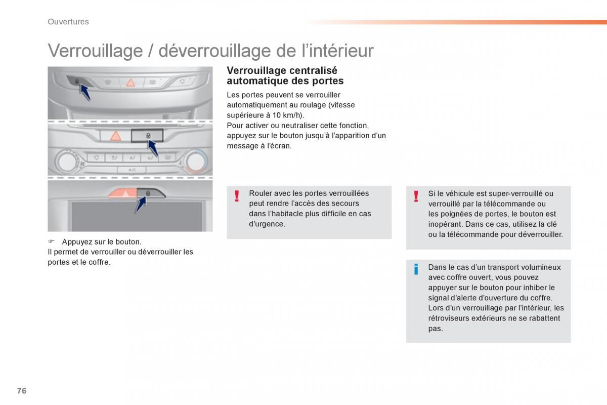 Peugeot 308 FL manuel du proprietaire / page 78