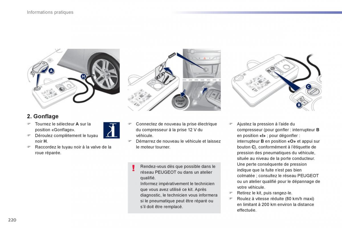 Peugeot 308 FL manuel du proprietaire / page 222