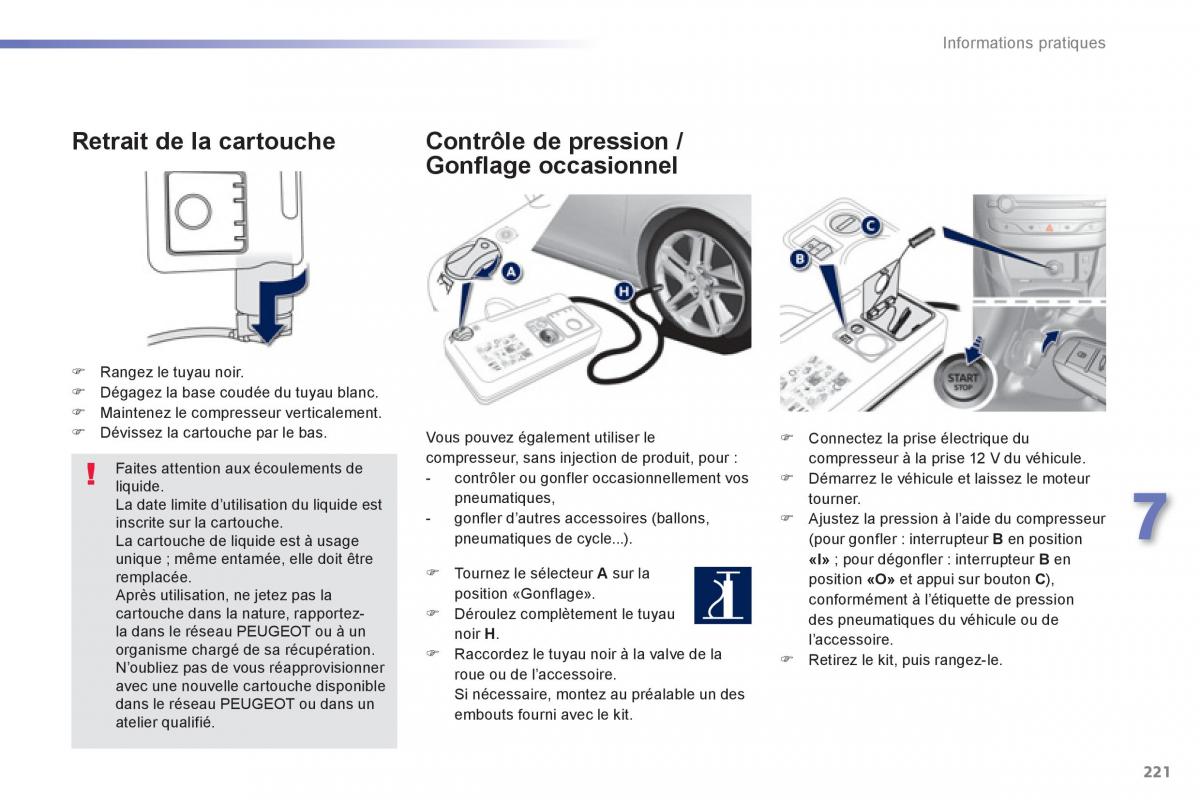 Peugeot 308 FL manuel du proprietaire / page 223