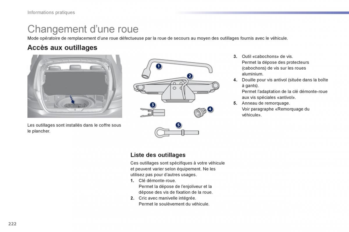 Peugeot 308 FL manuel du proprietaire / page 224