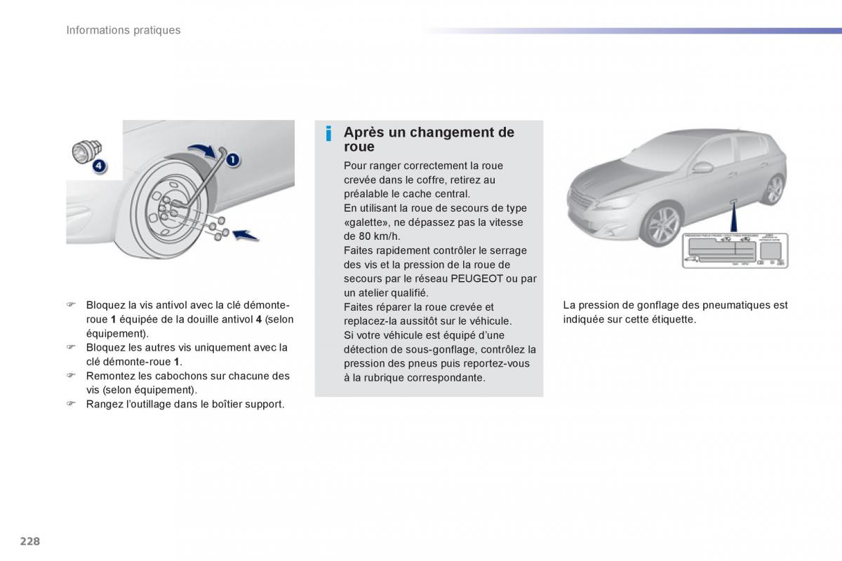 Peugeot 308 FL manuel du proprietaire / page 230