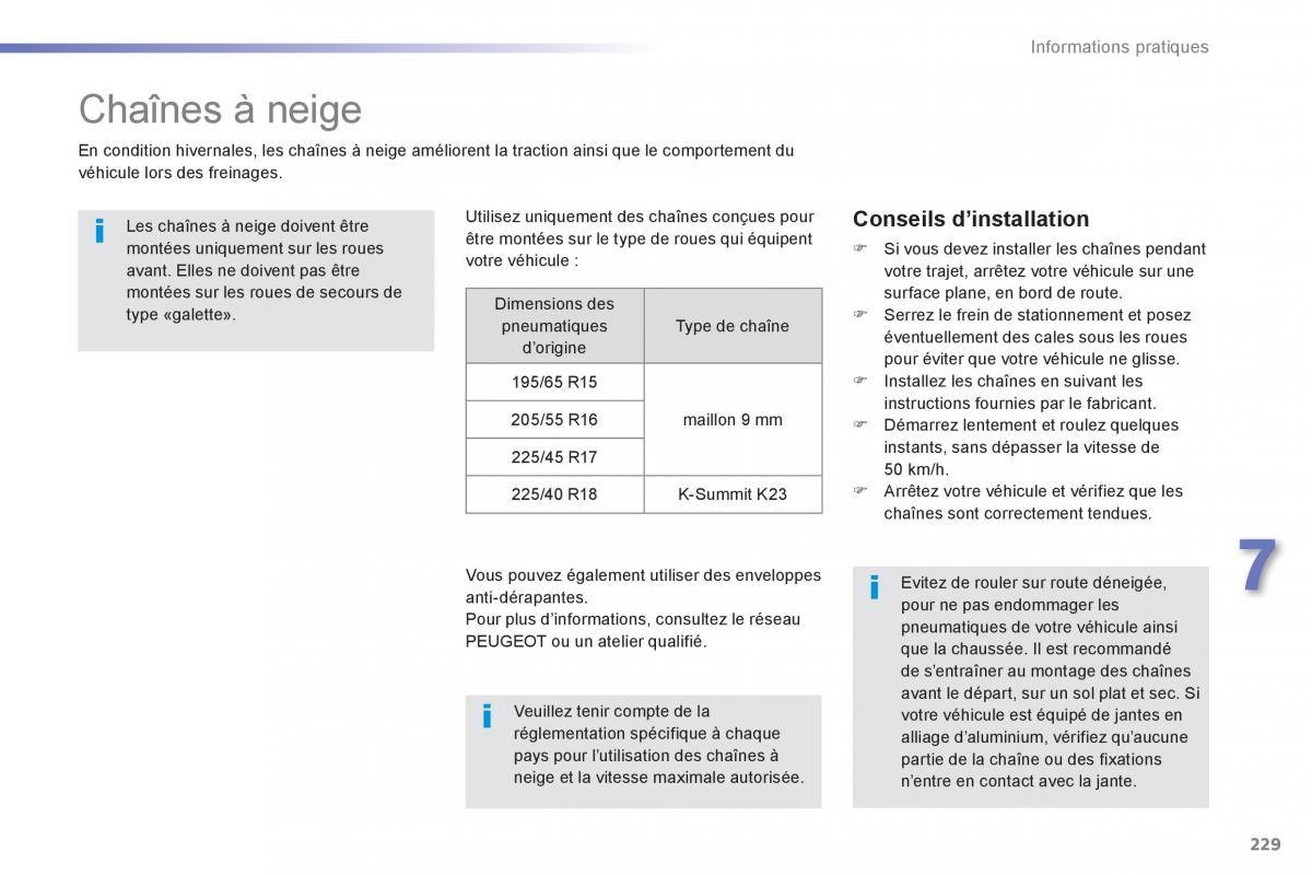 Peugeot 308 FL manuel du proprietaire / page 231