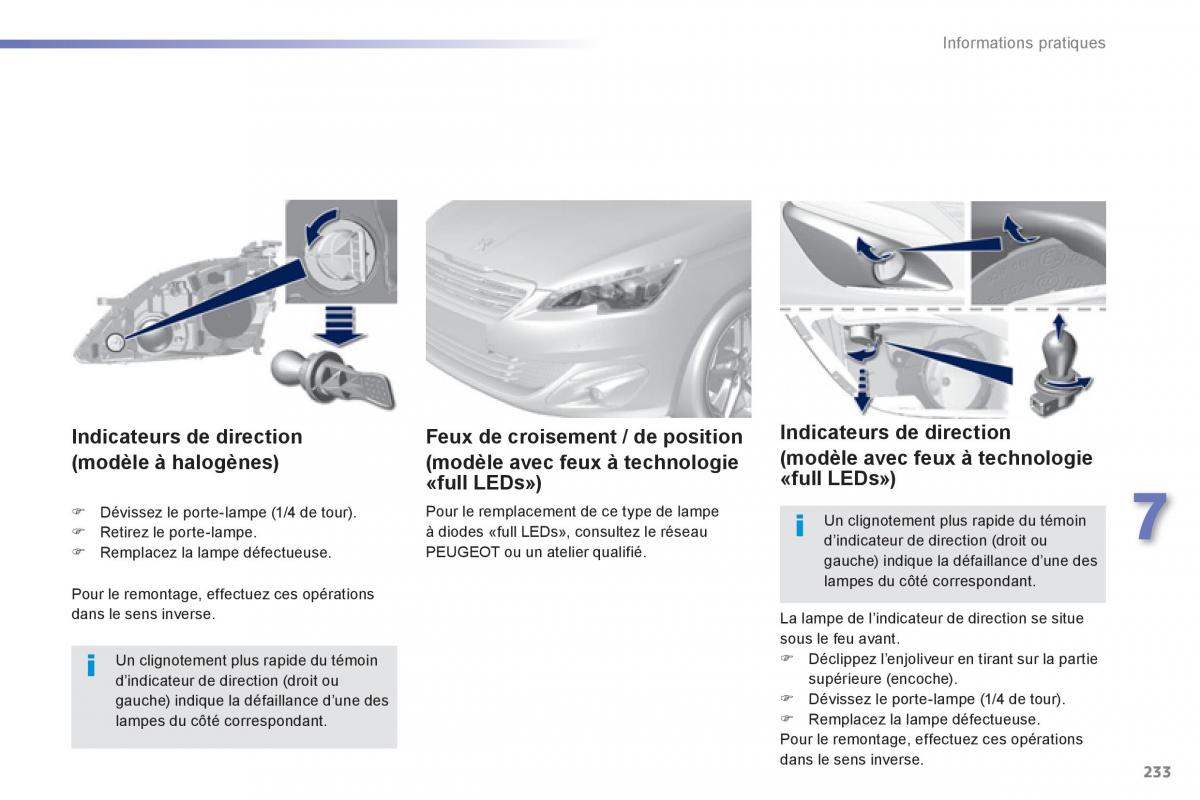 Peugeot 308 FL manuel du proprietaire / page 235