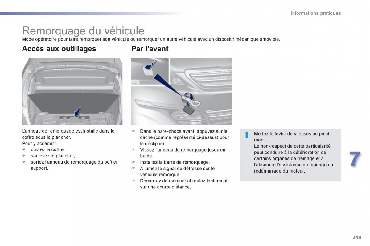 Peugeot 308 FL manuel du proprietaire / page 251