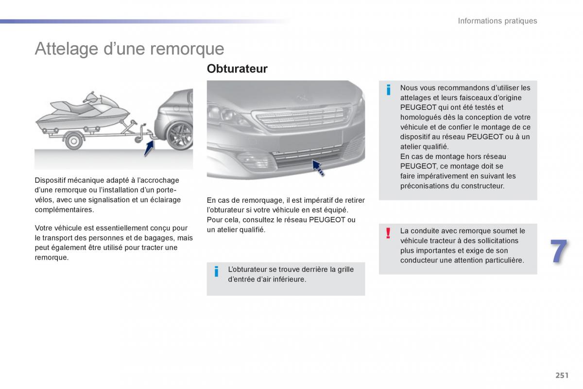 Peugeot 308 FL manuel du proprietaire / page 253