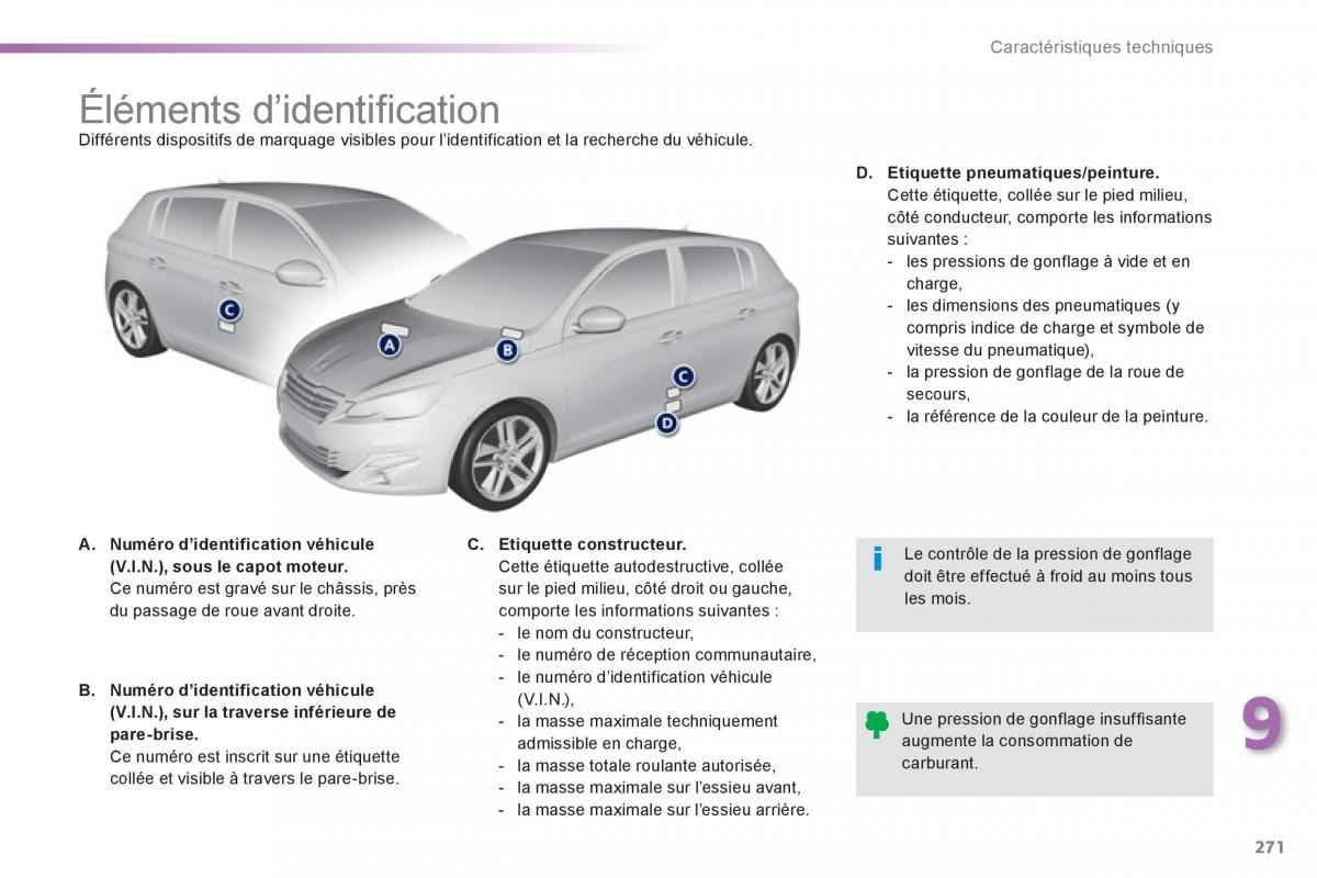 Peugeot 308 FL manuel du proprietaire / page 273