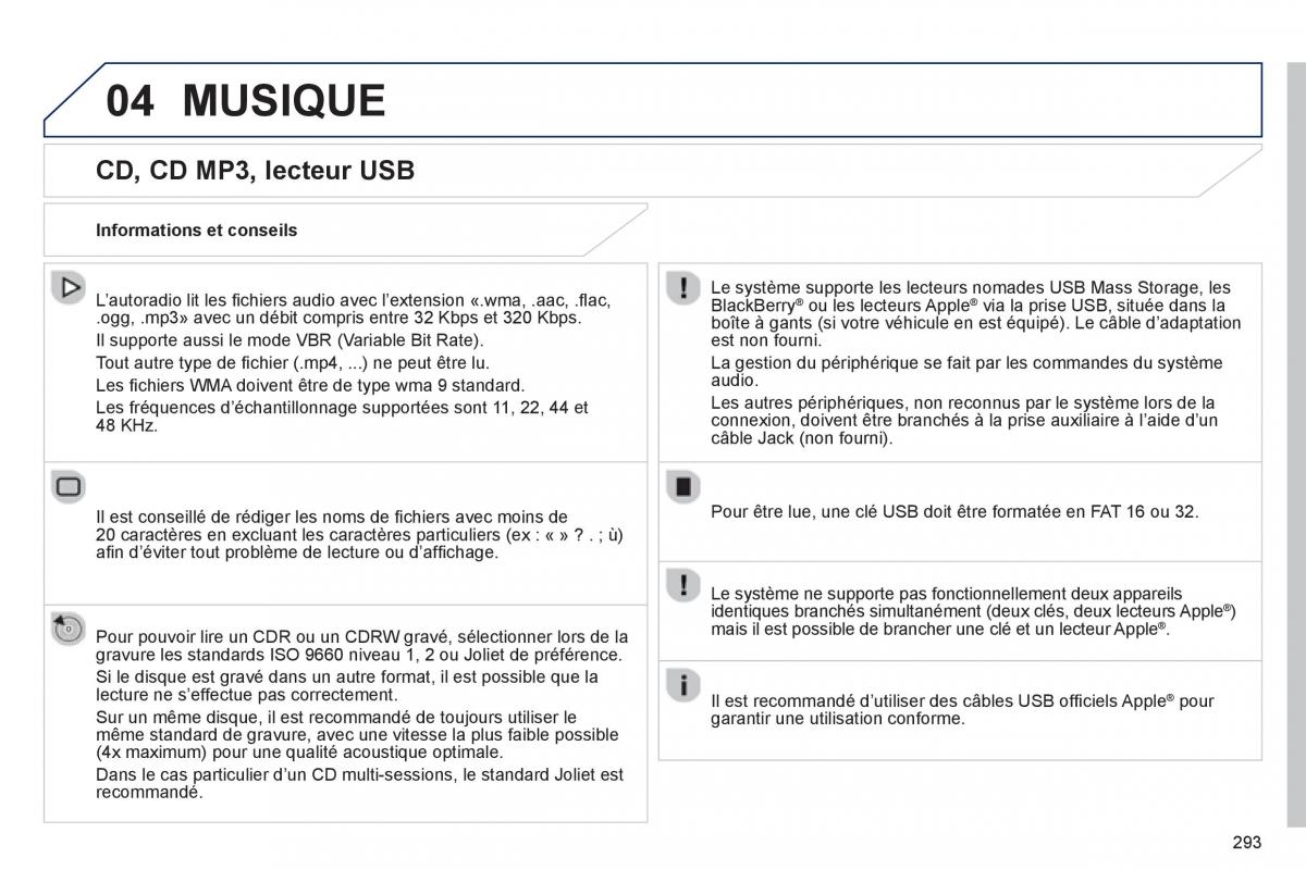 Peugeot 308 FL manuel du proprietaire / page 295