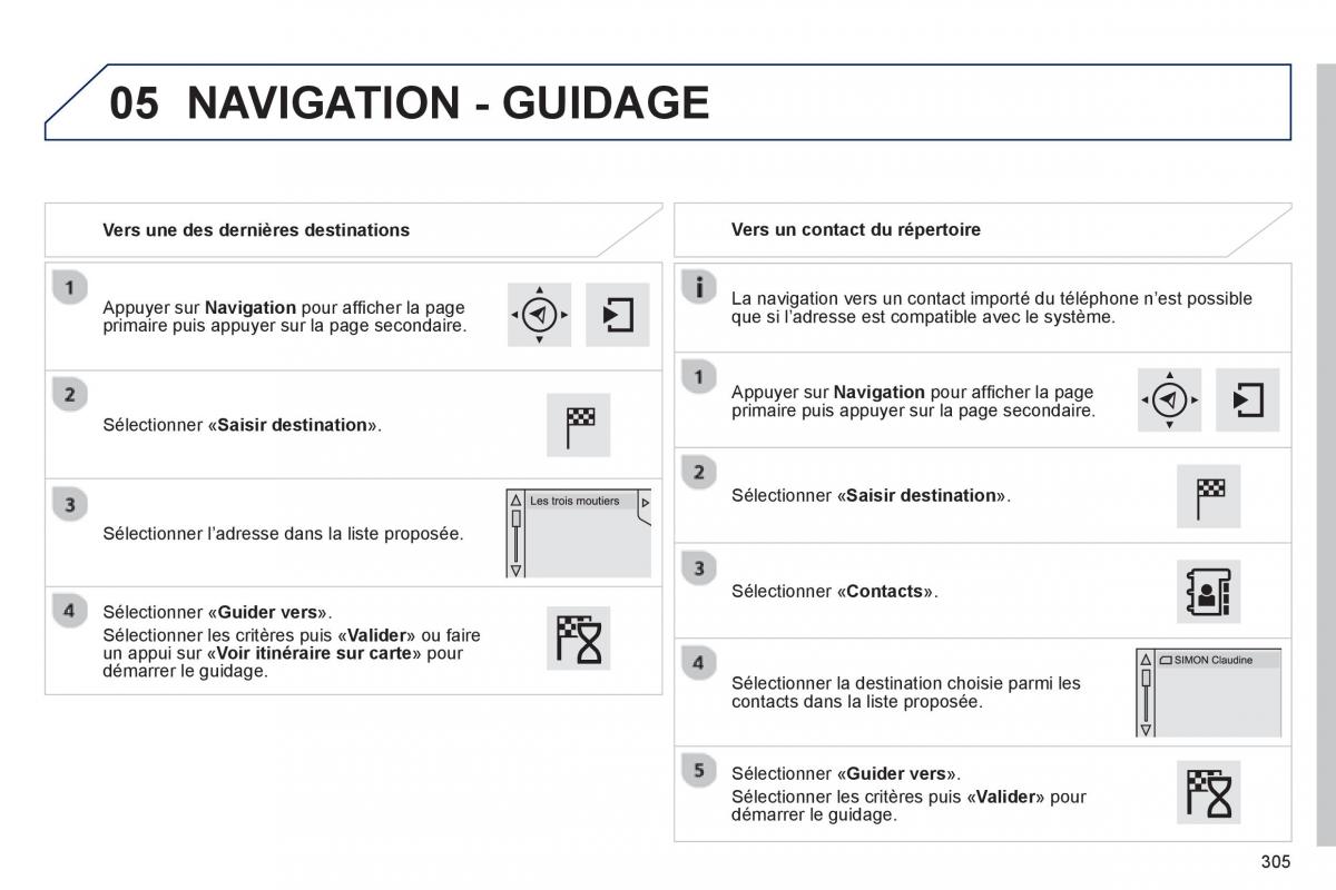 Peugeot 308 FL manuel du proprietaire / page 307