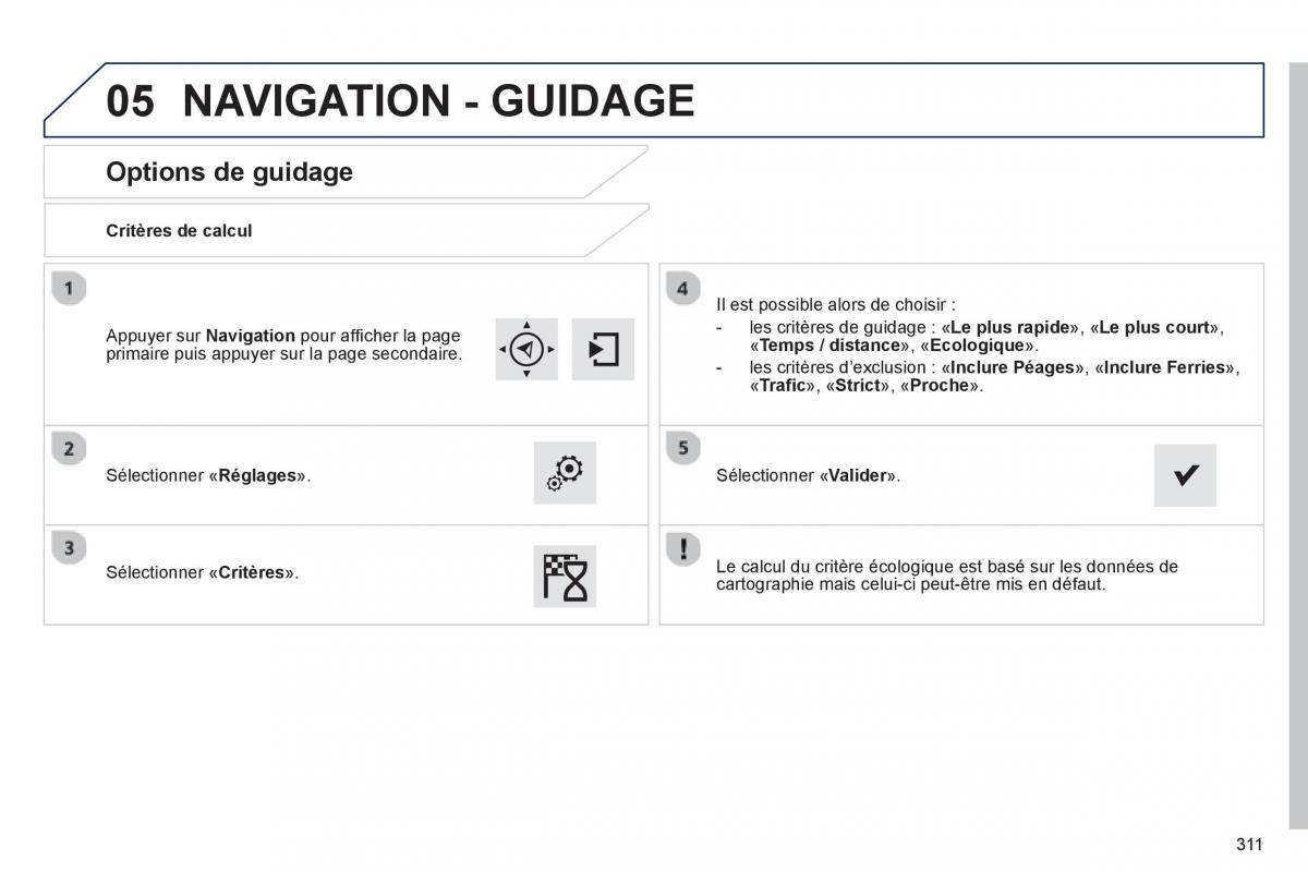 Peugeot 308 FL manuel du proprietaire / page 313