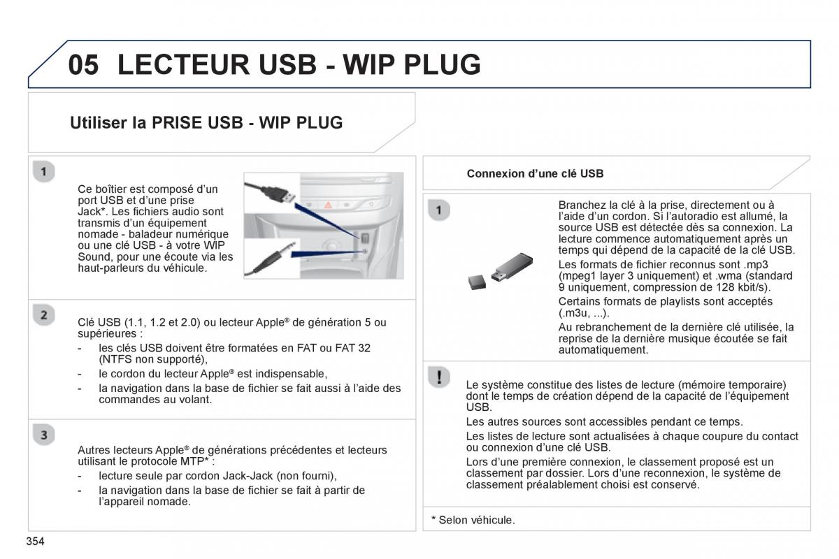 Peugeot 308 FL manuel du proprietaire / page 356