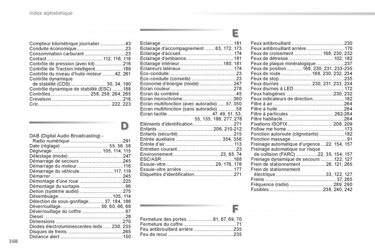 Peugeot 308 FL manuel du proprietaire / page 370