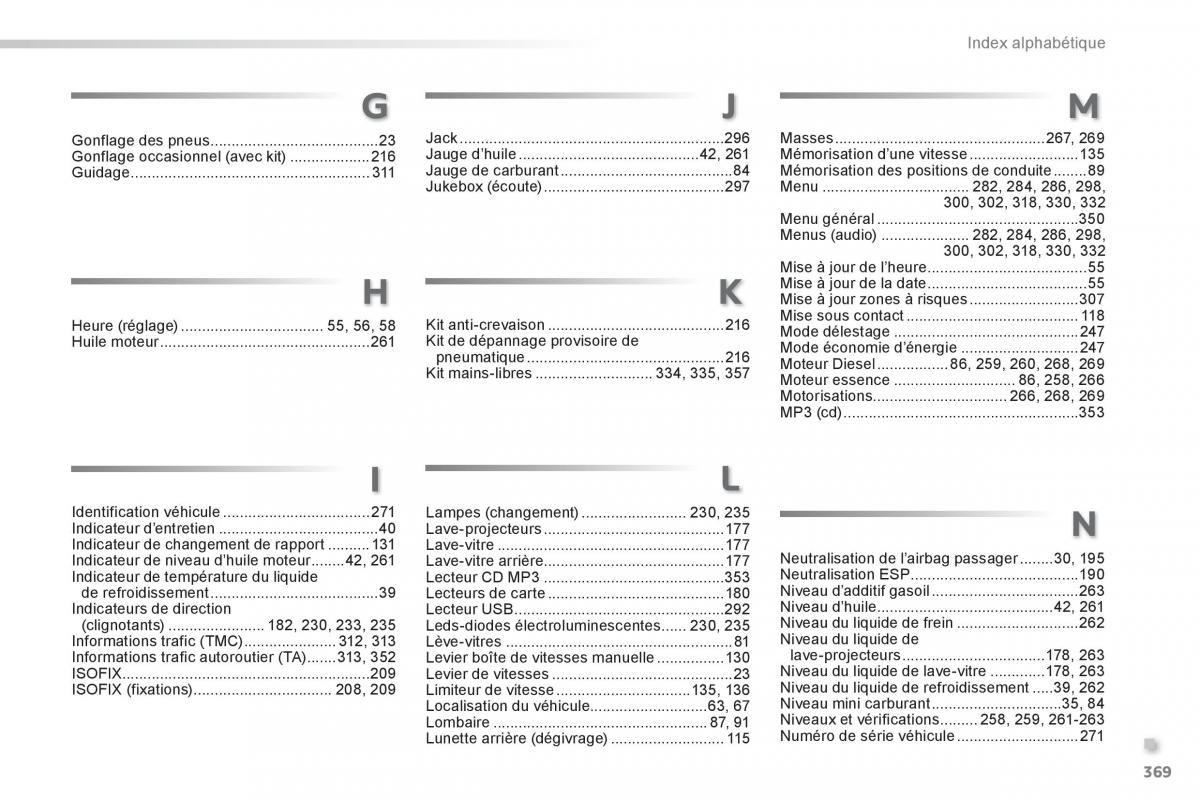 Peugeot 308 FL manuel du proprietaire / page 371