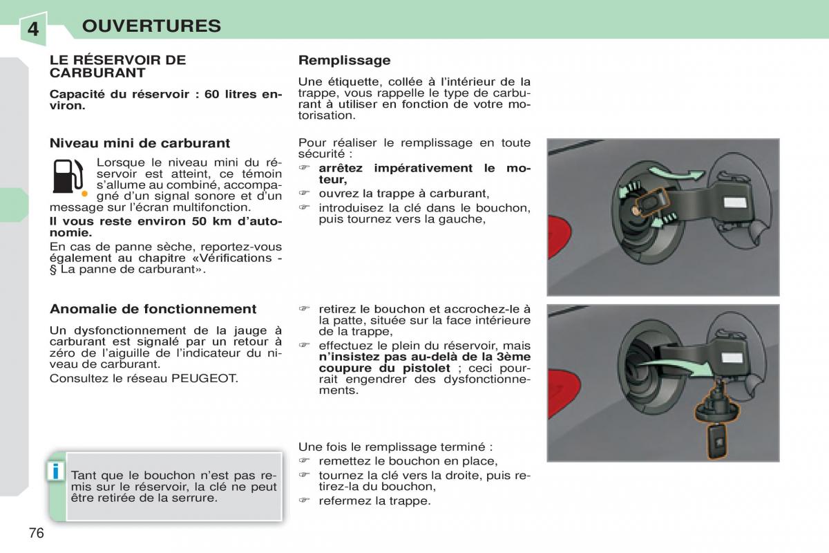 Peugeot 308 CC manuel du proprietaire / page 77