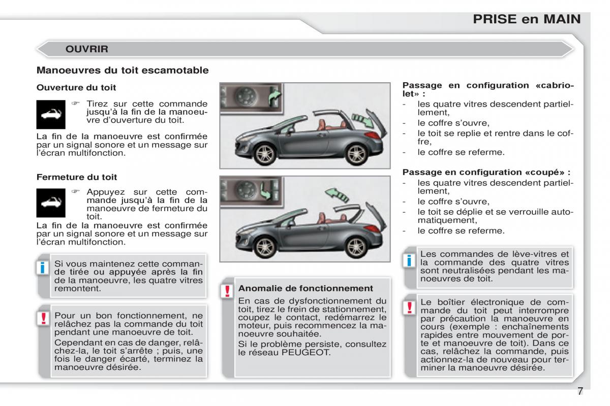 Peugeot 308 CC manuel du proprietaire / page 8