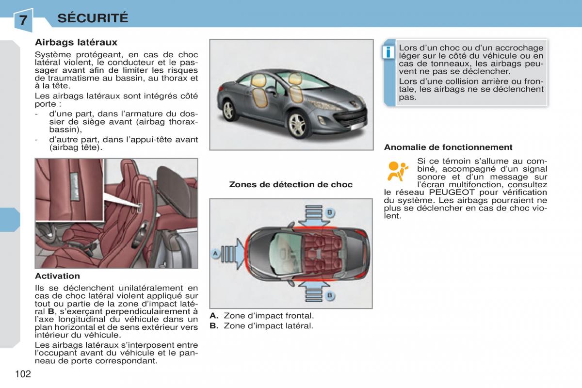 Peugeot 308 CC manuel du proprietaire / page 103