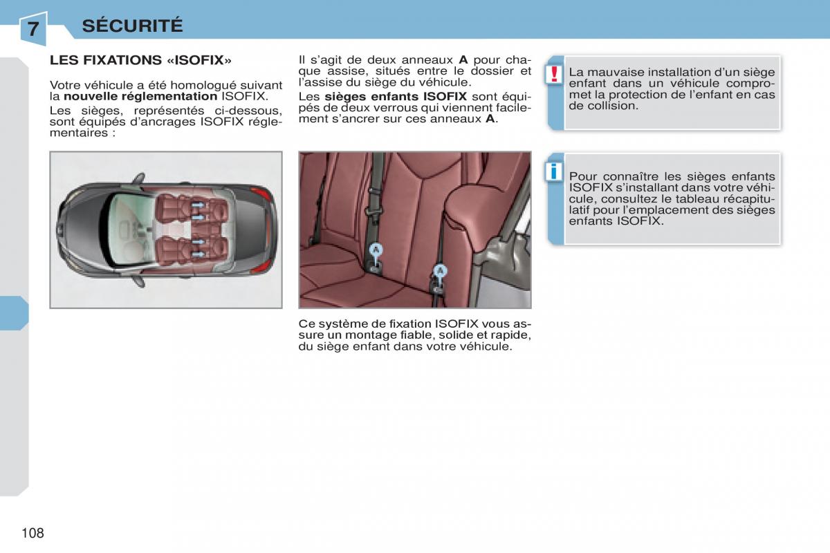 Peugeot 308 CC manuel du proprietaire / page 109