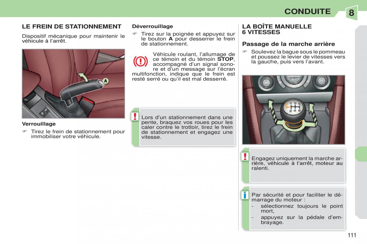 Peugeot 308 CC manuel du proprietaire / page 112