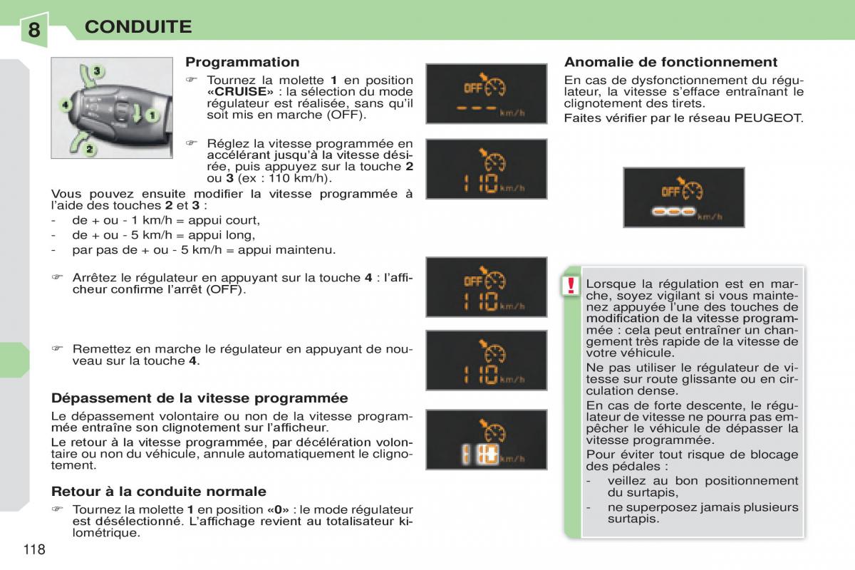 Peugeot 308 CC manuel du proprietaire / page 119