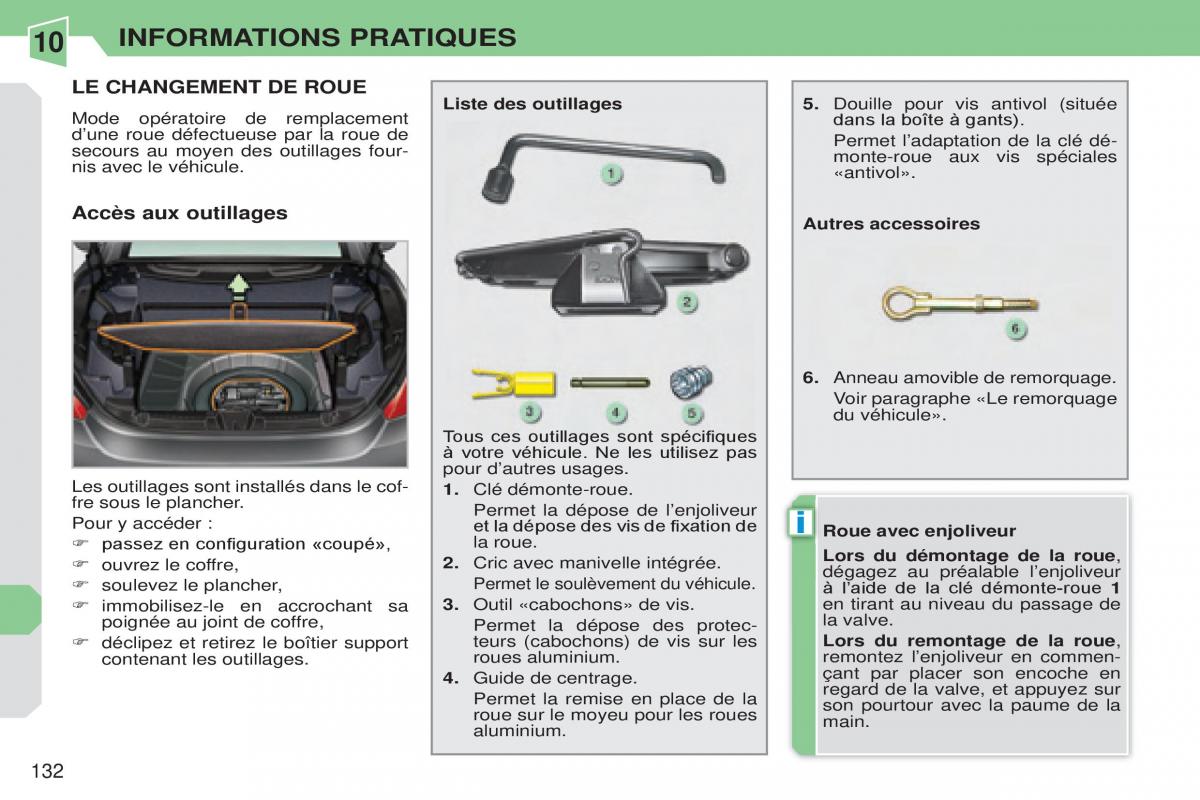 Peugeot 308 CC manuel du proprietaire / page 133