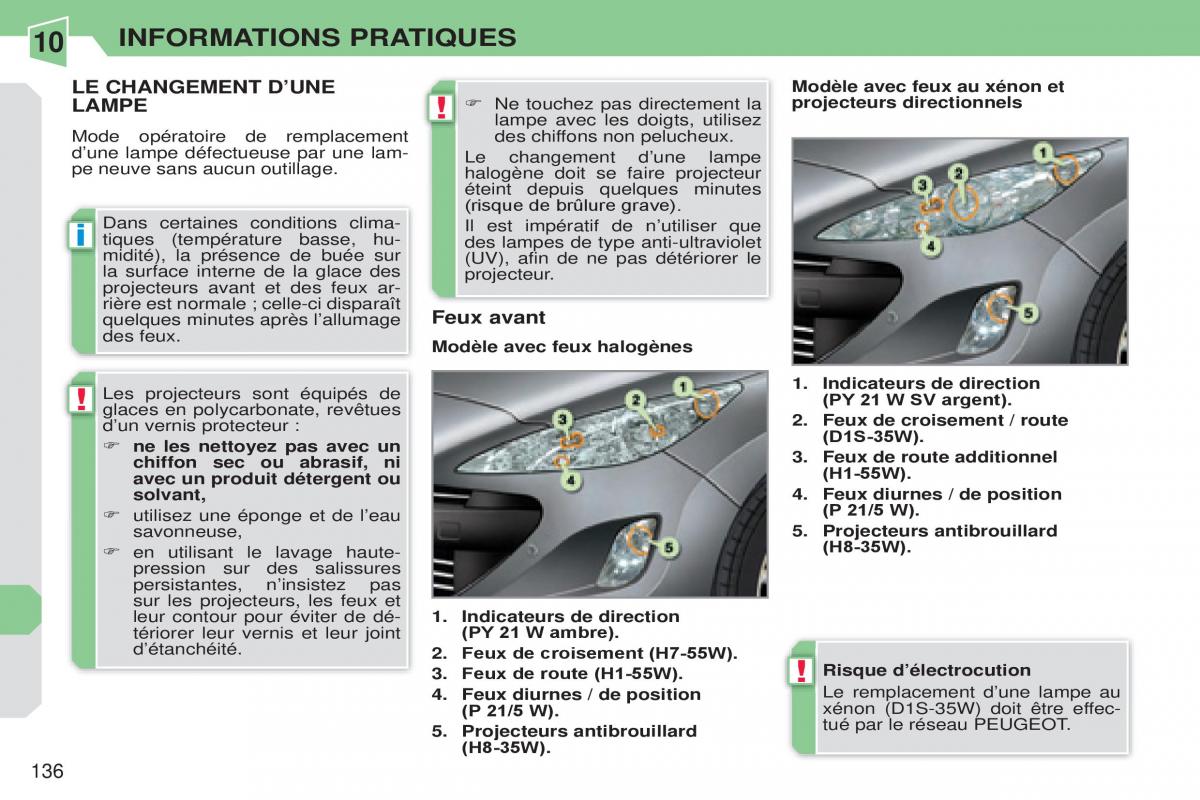 Peugeot 308 CC manuel du proprietaire / page 137