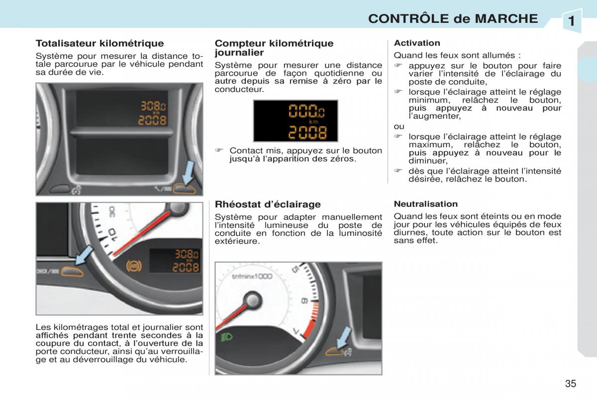 Peugeot 308 CC manuel du proprietaire / page 36