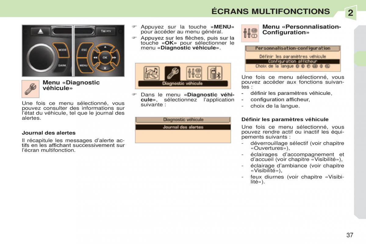 Peugeot 308 CC manuel du proprietaire / page 38