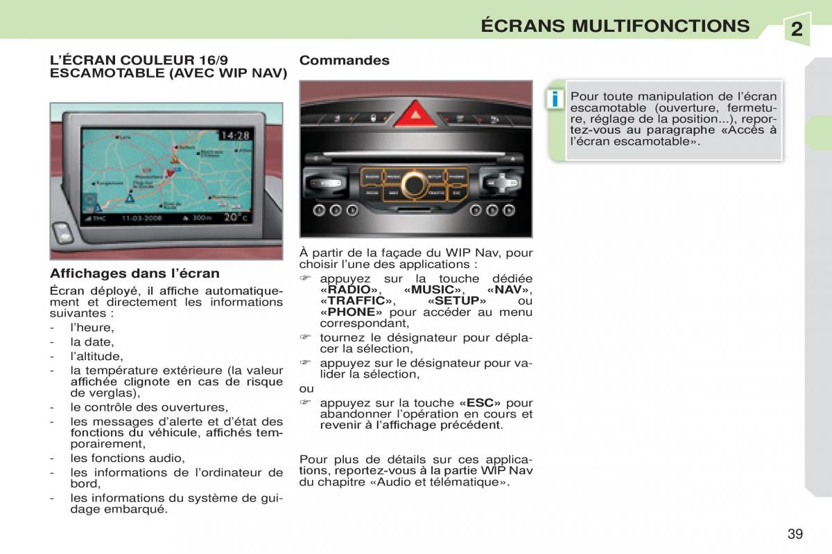 Peugeot 308 CC manuel du proprietaire / page 40