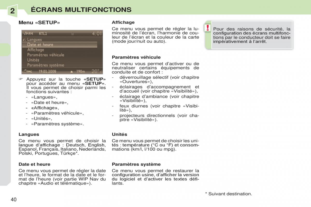 Peugeot 308 CC manuel du proprietaire / page 41