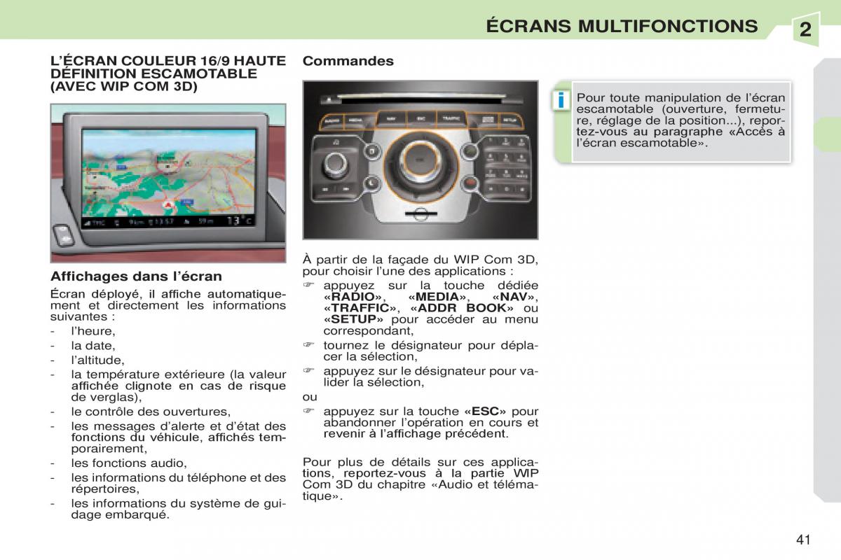 Peugeot 308 CC manuel du proprietaire / page 42