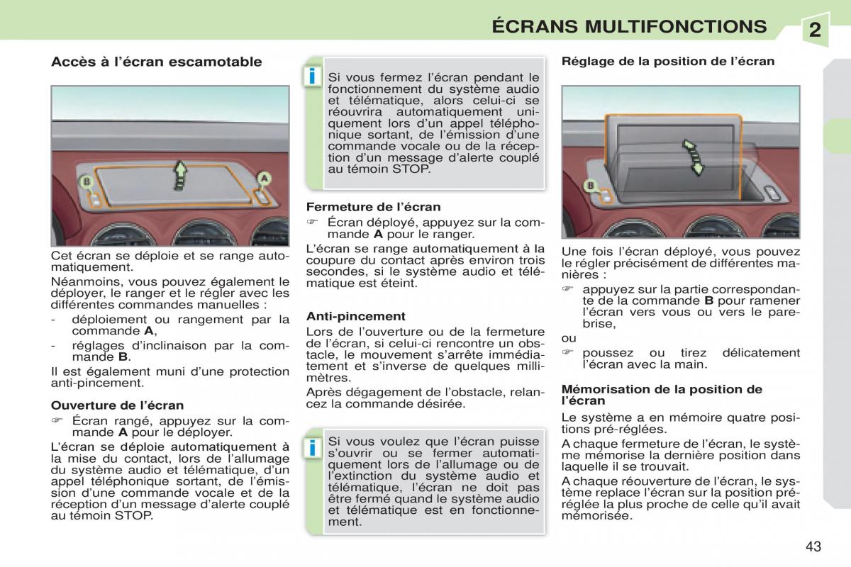 Peugeot 308 CC manuel du proprietaire / page 44