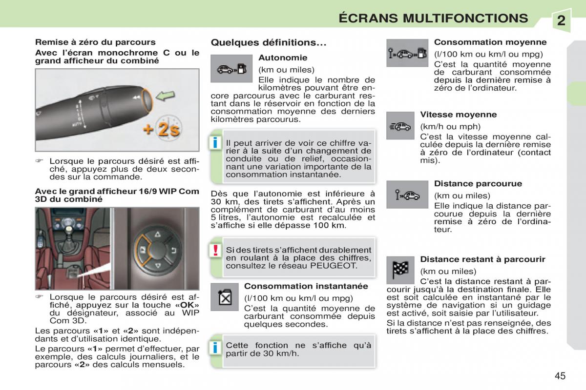 Peugeot 308 CC manuel du proprietaire / page 46