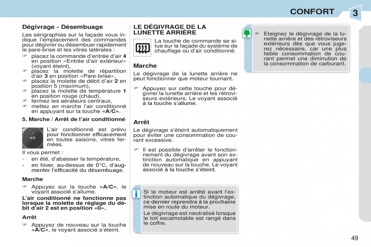 Peugeot 308 CC manuel du proprietaire / page 50