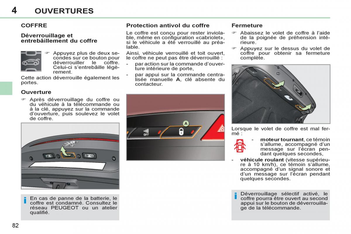 Peugeot 308 CC FL manuel du proprietaire / page 84