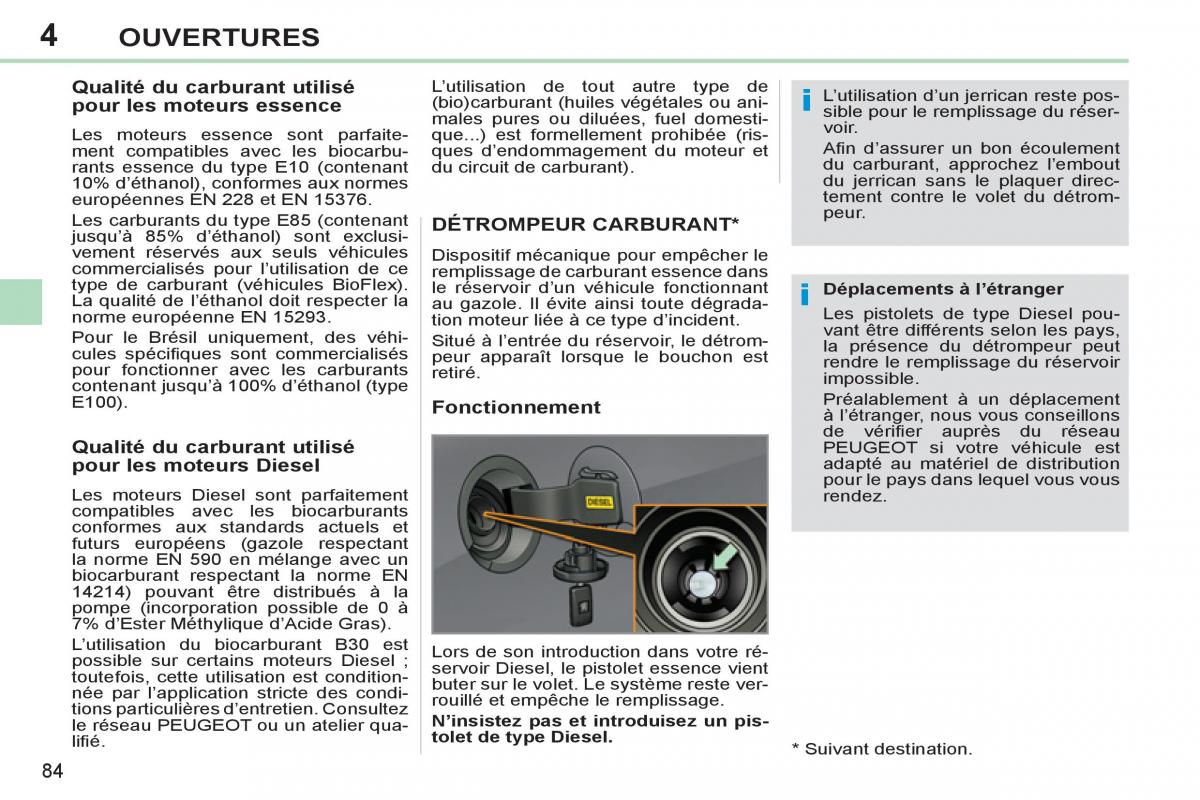 Peugeot 308 CC FL manuel du proprietaire / page 86