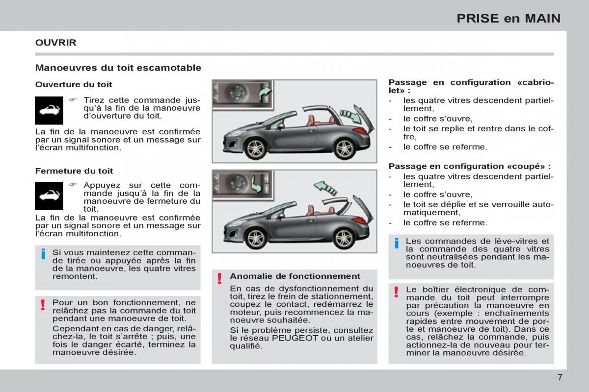 Peugeot 308 CC FL manuel du proprietaire / page 9