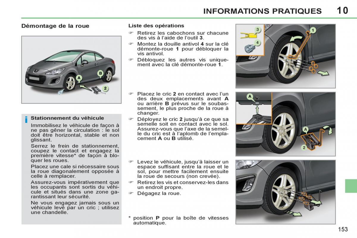 Peugeot 308 CC FL manuel du proprietaire / page 155