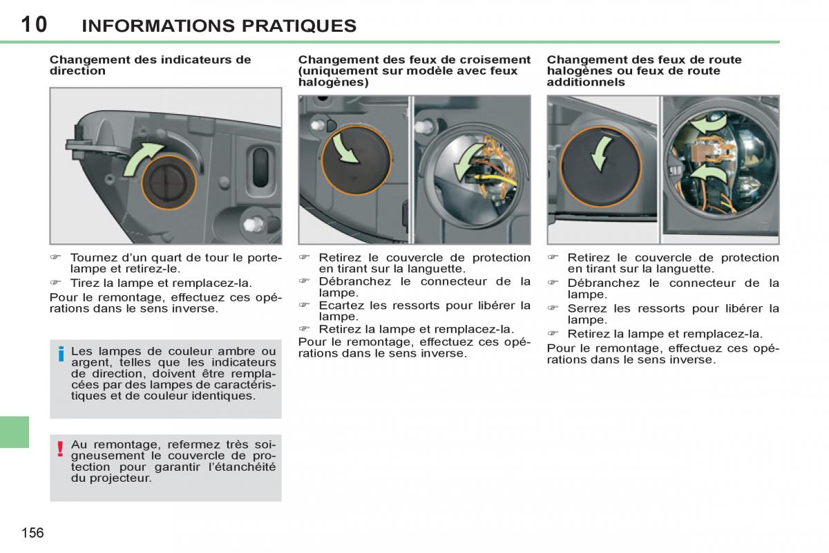 Peugeot 308 CC FL manuel du proprietaire / page 158