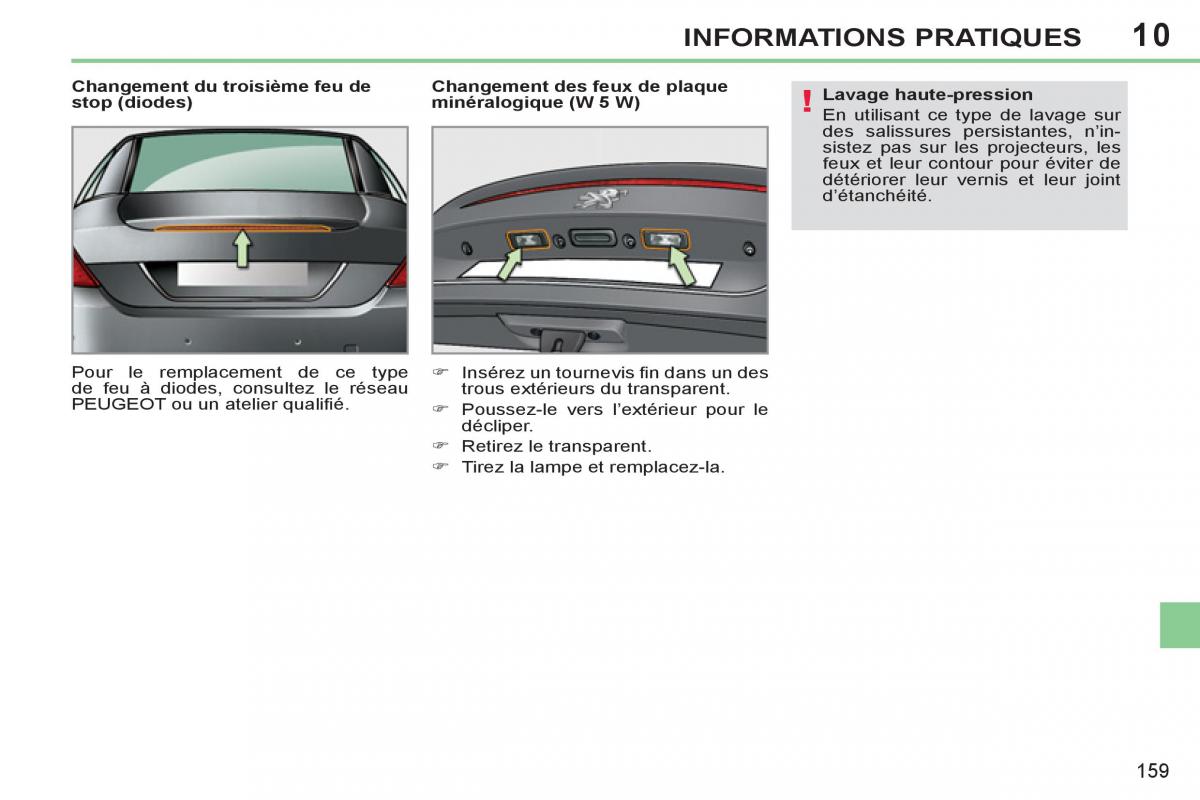 Peugeot 308 CC FL manuel du proprietaire / page 161