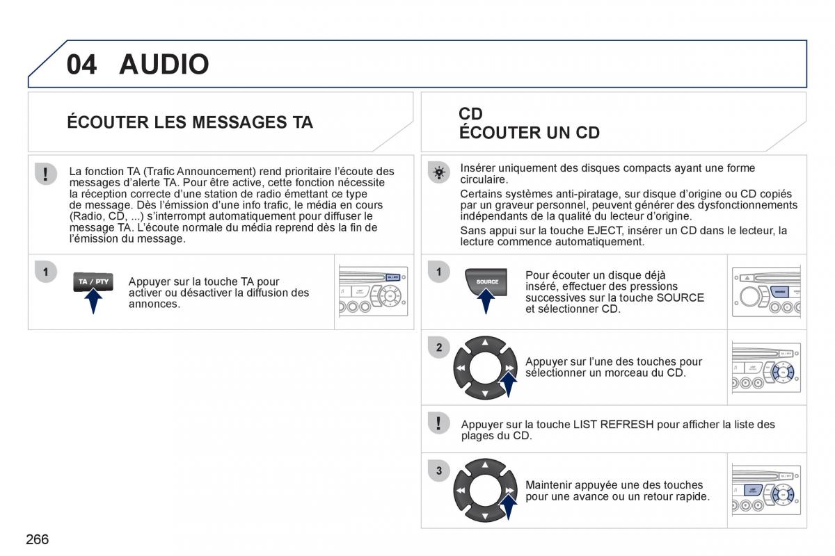 Peugeot 308 CC FL manuel du proprietaire / page 268