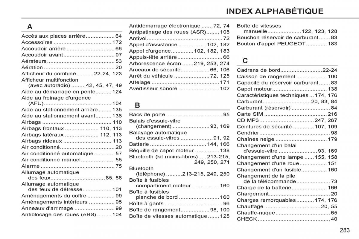 Peugeot 308 CC FL manuel du proprietaire / page 285