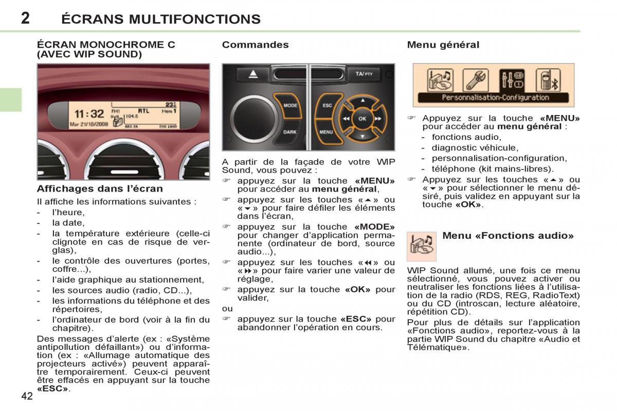 Peugeot 308 CC FL manuel du proprietaire / page 44