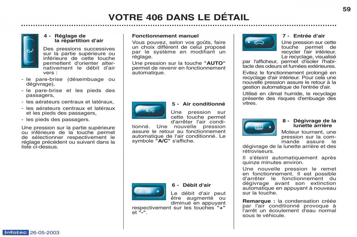 Peugeot 406 manuel du proprietaire / page 70