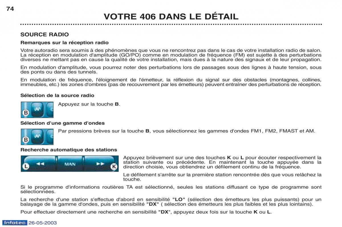 Peugeot 406 manuel du proprietaire / page 85