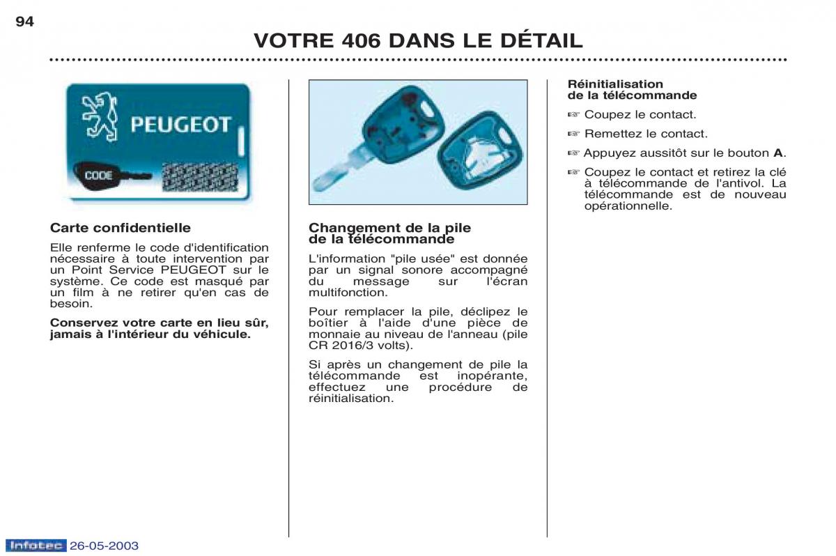 Peugeot 406 manuel du proprietaire / page 105